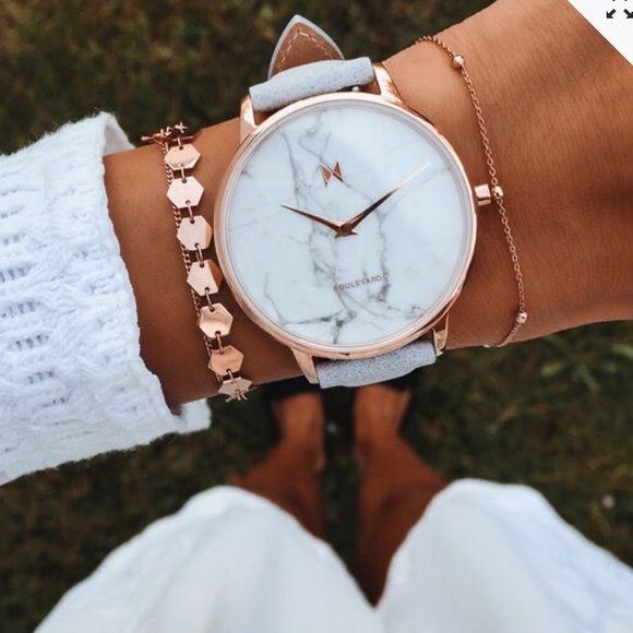 MVMT Accessories - MVMT Boulevard Marble Watch in Beverly White